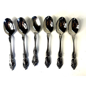 Set of 6-Oneida Stainless BRAHMS pattern-Dinner Spoons Vintage 1960's-Set of 6